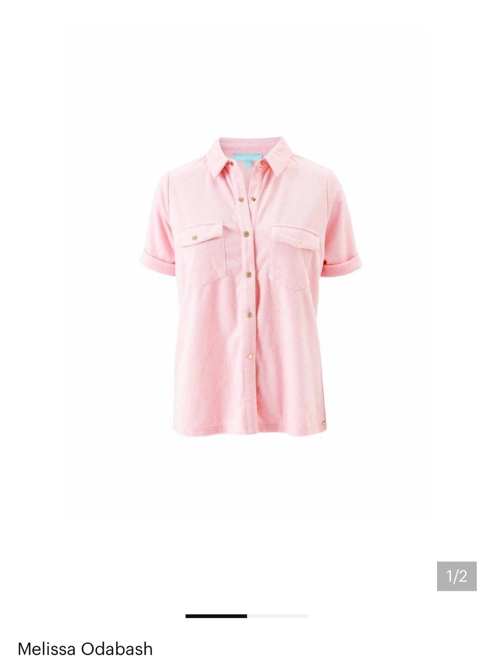 Melissa Odabash Light Pink Short-Sleeve Button-Down Shirt